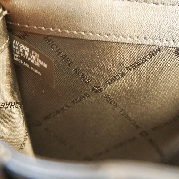 Michael Kors Jet Set Travel Graphic Logo Double Zip Wristlet MK Brown Black - Picture 7 of 8